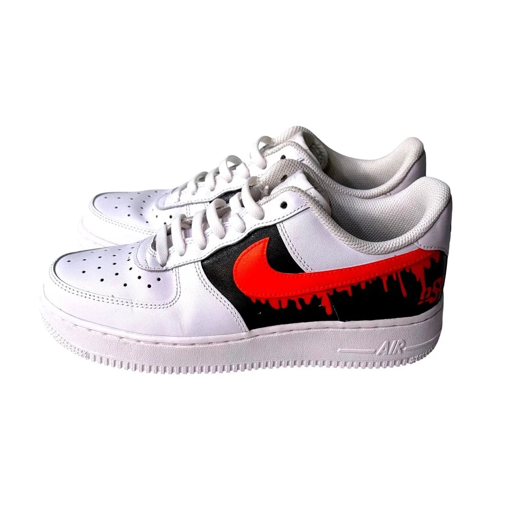 Nike Air‎ Force 1 Low OSU Custom White Orange Black Boys Sneakers 7.5Y